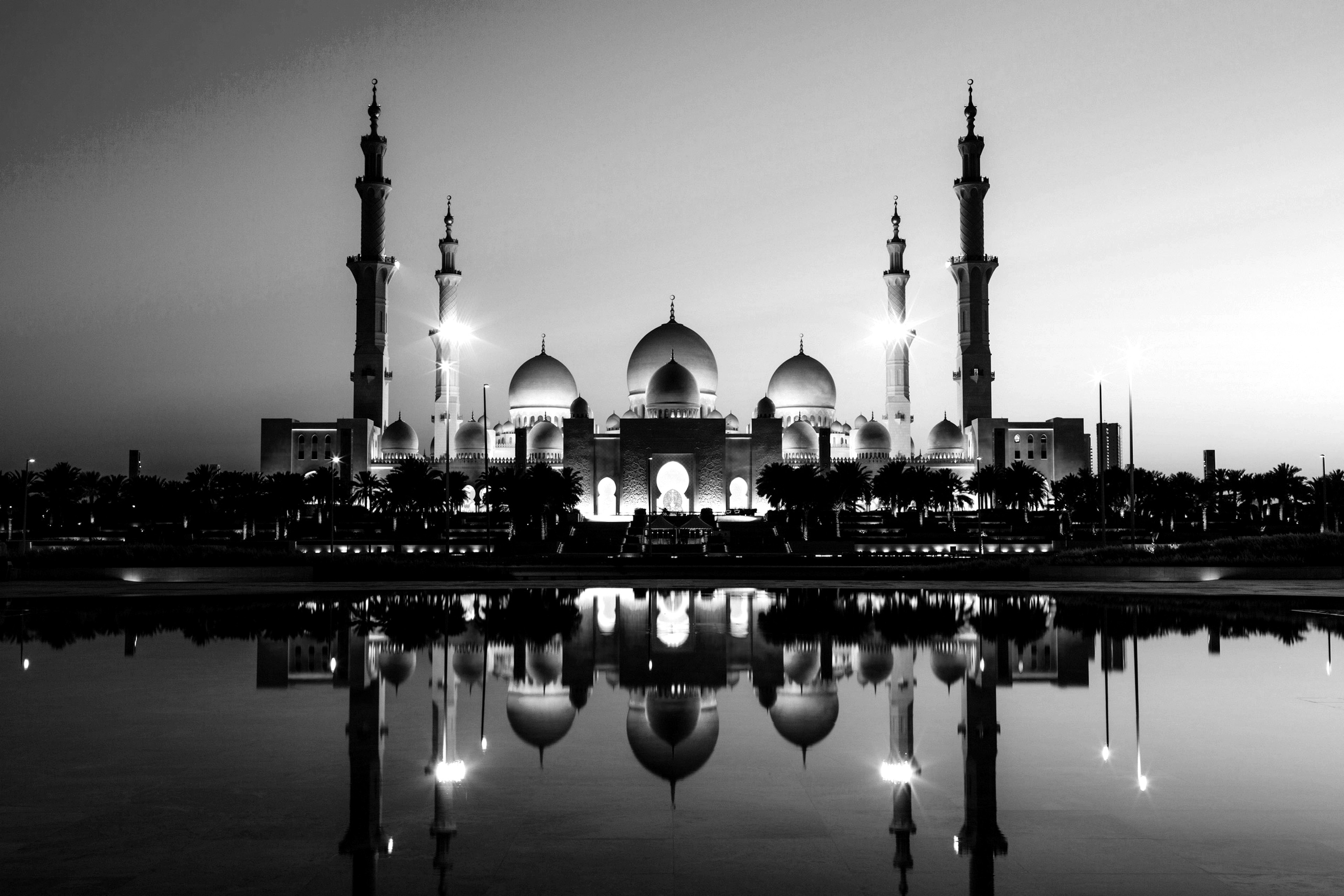 Aesthetic 4K black and white photograph of Al Ain desert in Abu Dhabi